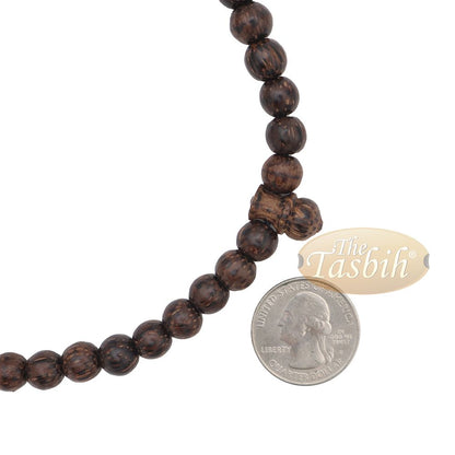 Sugar Palm Wood 99-Bead Tasbih – Muslim Prayer Beads with Copper Decorated Tassels