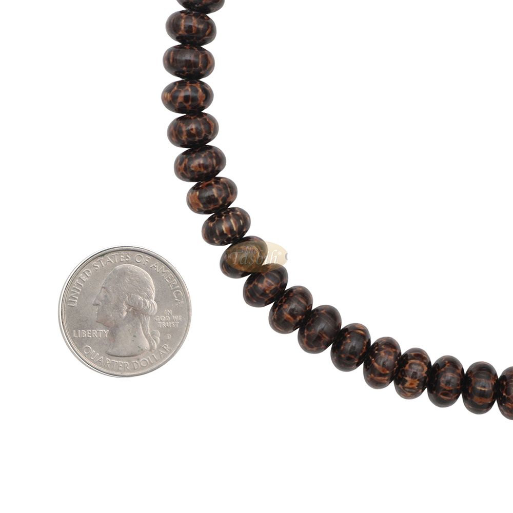 Black Palm Wood Misbaha – Limited-Edition 6x9mm Beads with Madinah Green Tassels 99ct Prayer Beads