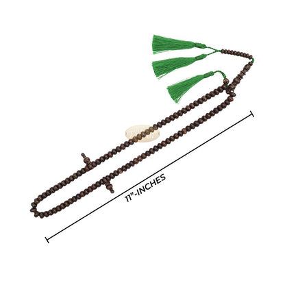Black Palm Wood Misbaha – Limited-Edition 6x9mm Beads with Madinah Green Tassels 99ct Prayer Beads