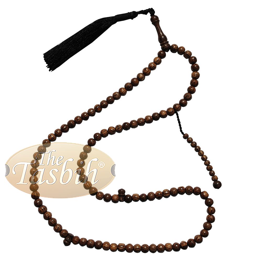 Beautiful 8 mm Sugar Palm Wood Tasbih Prayer Beads with Black Tassel Counter