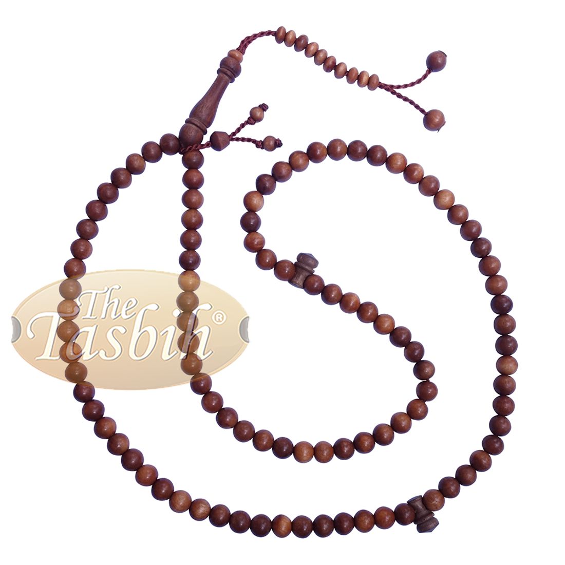 Handcrafted Natural Color 8mm 99-Bead Stigi Ironwood Tasbih Prayer Beads with Bead Stops