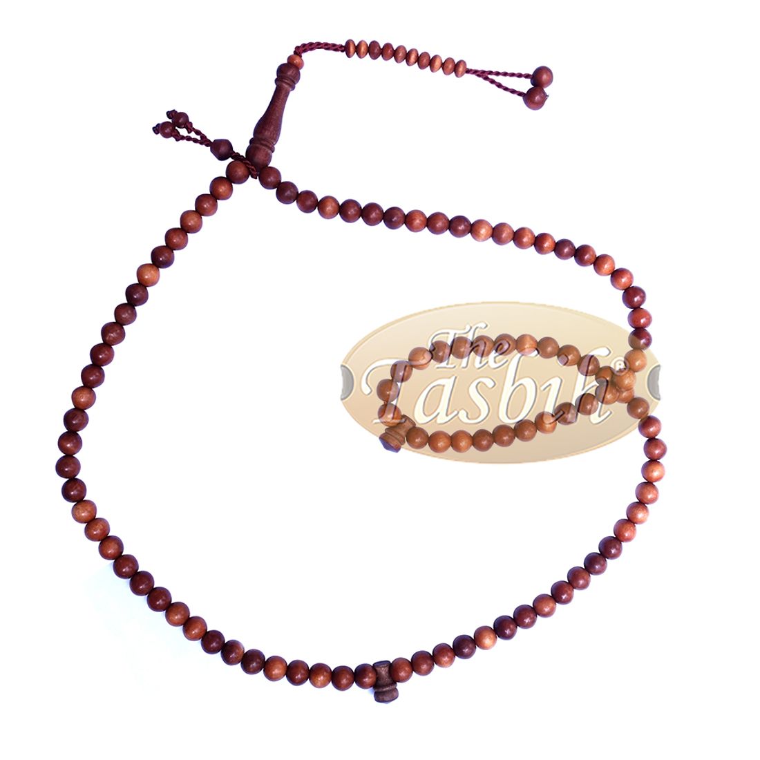 Handcrafted Natural Color 8mm 99-Bead Stigi Ironwood Tasbih Prayer Beads with Bead Stops