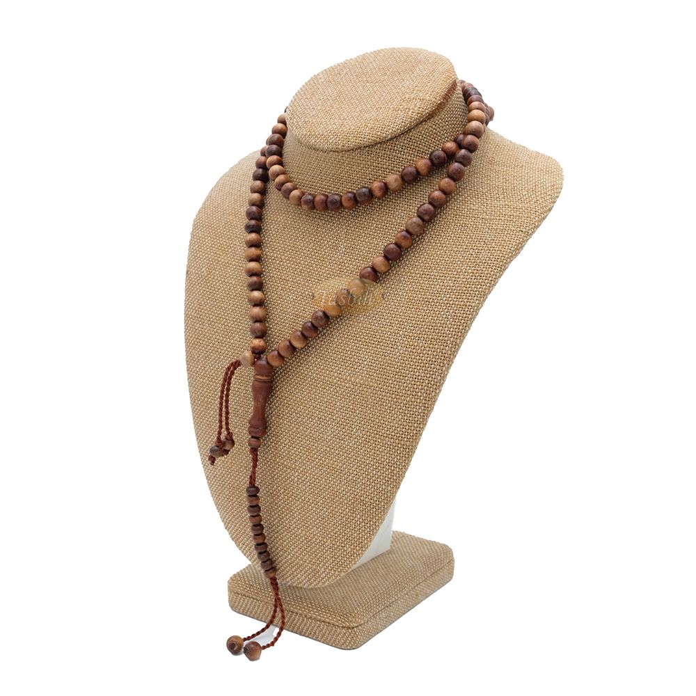 Handcrafted Natural Color 8 mm 99-Bead Stigi Ironwood Tasbih Prayer Beads with Bead Stops