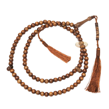 Naturally-Dyed Ironwood 8mm Tasbih Prayer Beads 99-Bead With Matching Brown Tassels