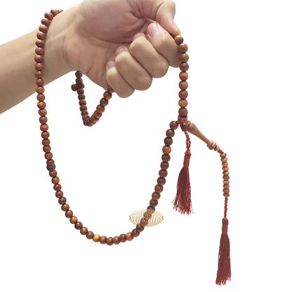 Naturally-Dyed Ironwood 8mm Tasbih Prayer Beads 99-Bead With Matching Brown Tassels