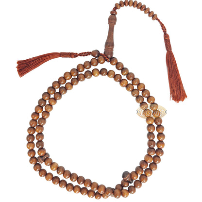 Naturally-Dyed Ironwood 8mm Tasbih Prayer Beads 99-Bead With Matching Brown Tassels