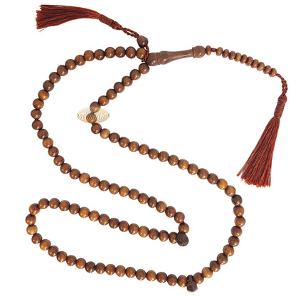 Naturally-Dyed Ironwood 8mm Tasbih Prayer Beads 99-Bead With Matching Brown Tassels