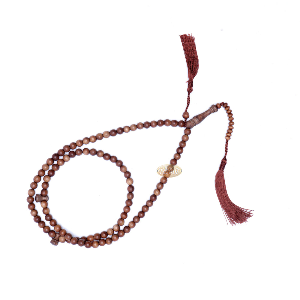 Buy 1 Get 1 Free! Naturally-Dyed Ironwood 8Mm Tasbih Prayer Beads 99-Bead With Matching Brown Tassels