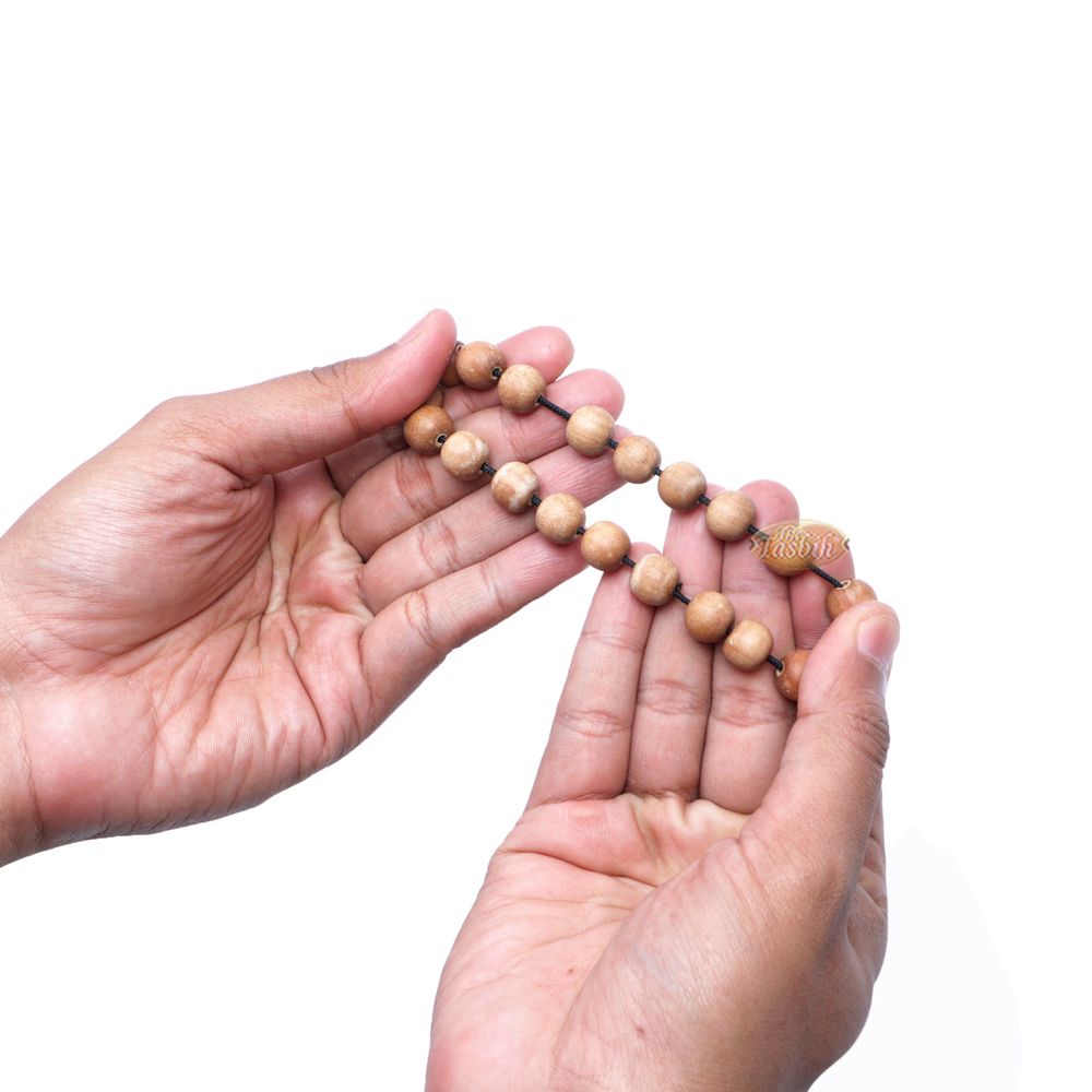 Sandalwood Prayer Beads 11 mm Bracelet 21-Beads Red Elastic String