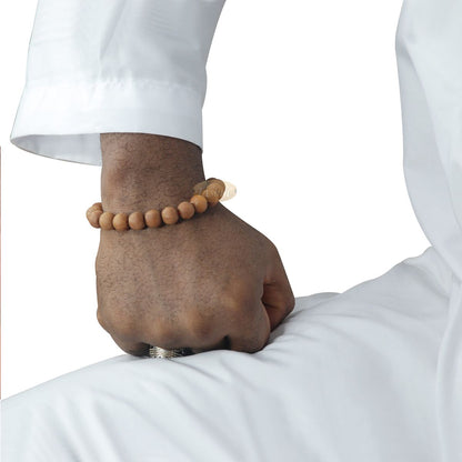 Sandalwood Prayer Beads 11 mm Bracelet 21-Beads Red Elastic String