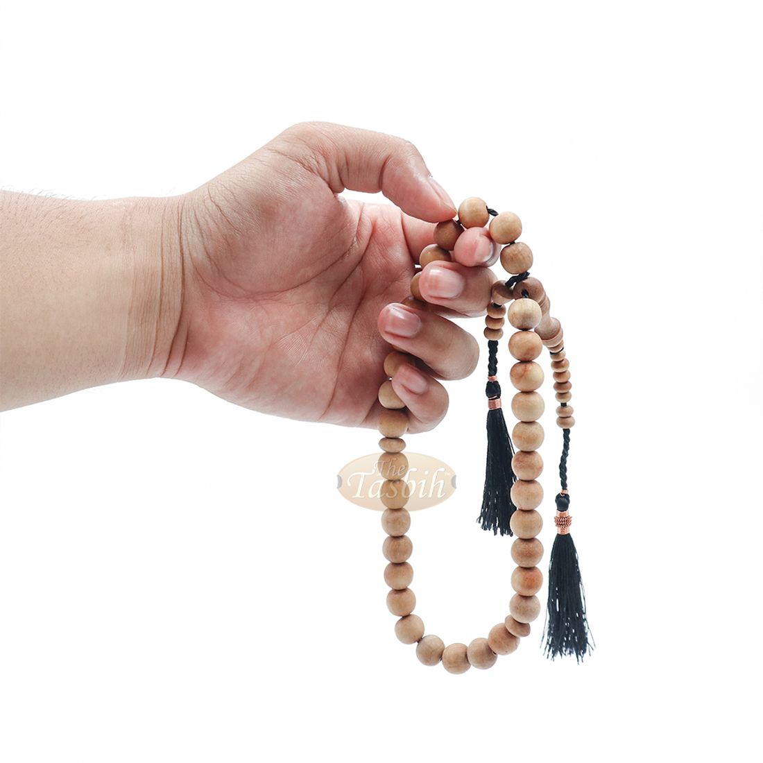 Manik Doa Cendana 10mm Rosari 33-Manik dengan Jumbai Berhias Tembaga Hitam