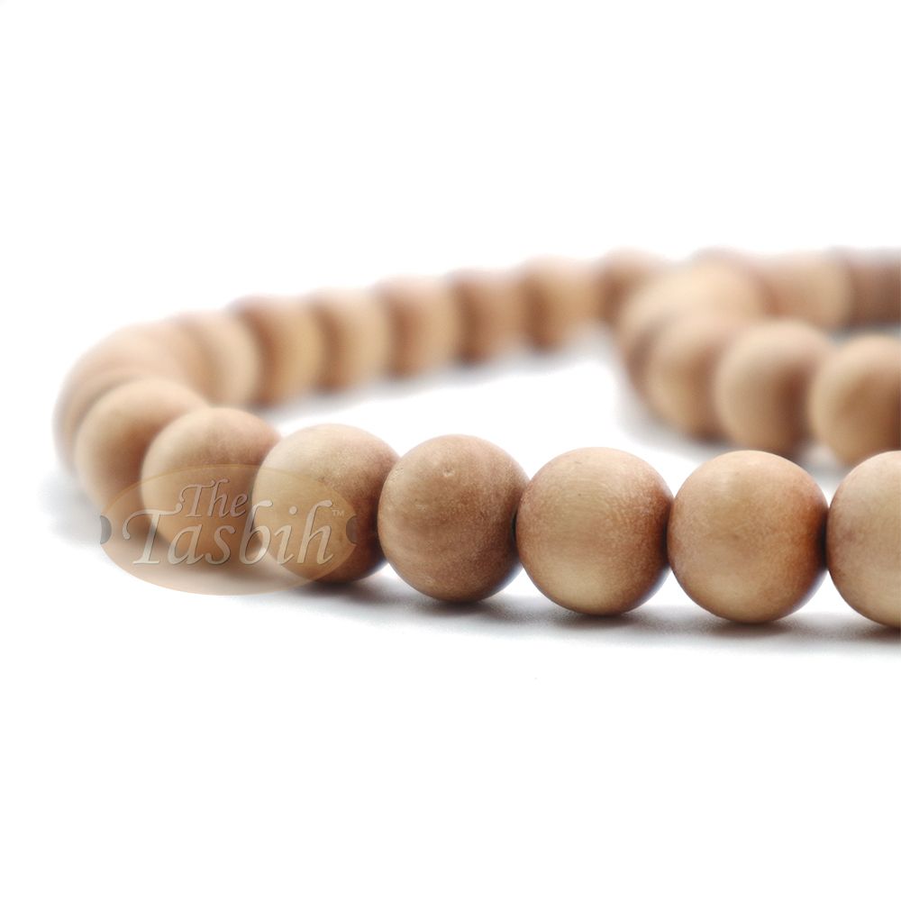Sandalwood Prayer Beads 10 mm Rosary 33-Bead with Black Copper-Decorated Tassels
