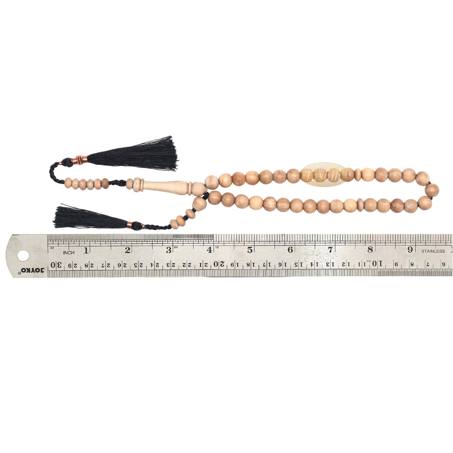 Tasbih Cendana Kecil 8 mm 33 Butir dengan Rumbai Berhias Tembaga Hitam