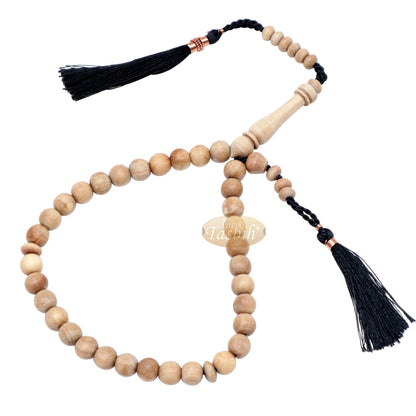 Tasbih Cendana Kecil 8 mm 33 Butir dengan Rumbai Berhias Tembaga Hitam
