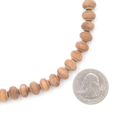 Sandalwood Prayer Beads – 9 mm- Contoured Beads Sandalwood Tasbih Prayer Beads with Beige Tassels