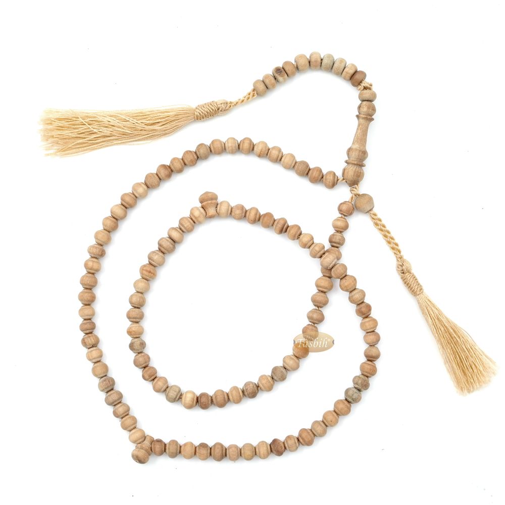Sandalwood Prayer Beads – 6 mm- Contoured Beads Sandalwood Tasbih Prayer Beads with Brown Tassels