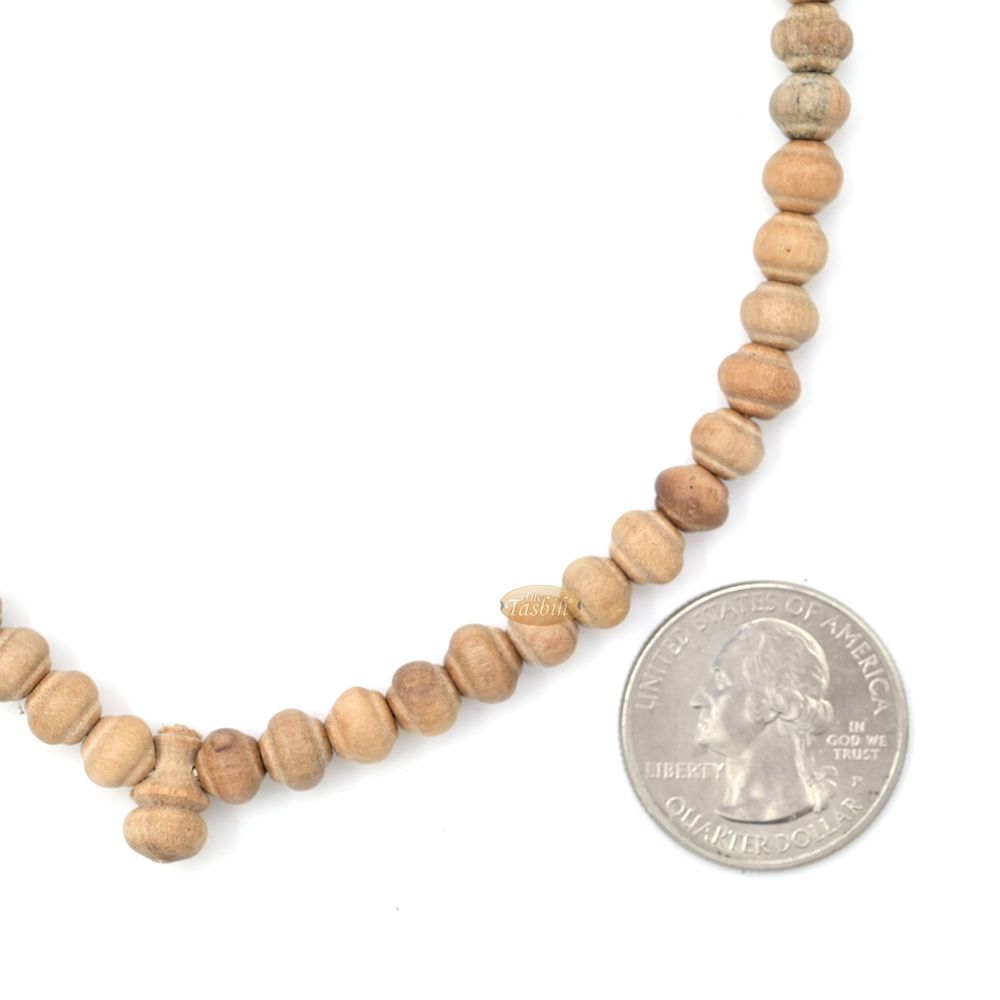 Sandalwood Prayer Beads – 6 mm- Contoured Beads Sandalwood Tasbih Prayer Beads with Brown Tassels