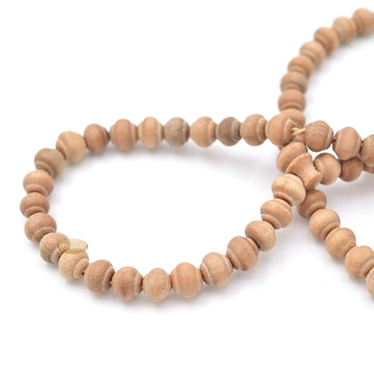 Sandalwood Prayer Beads – 6 mm- Contoured Beads Sandalwood Tasbih Prayer Beads with Brown Tassels