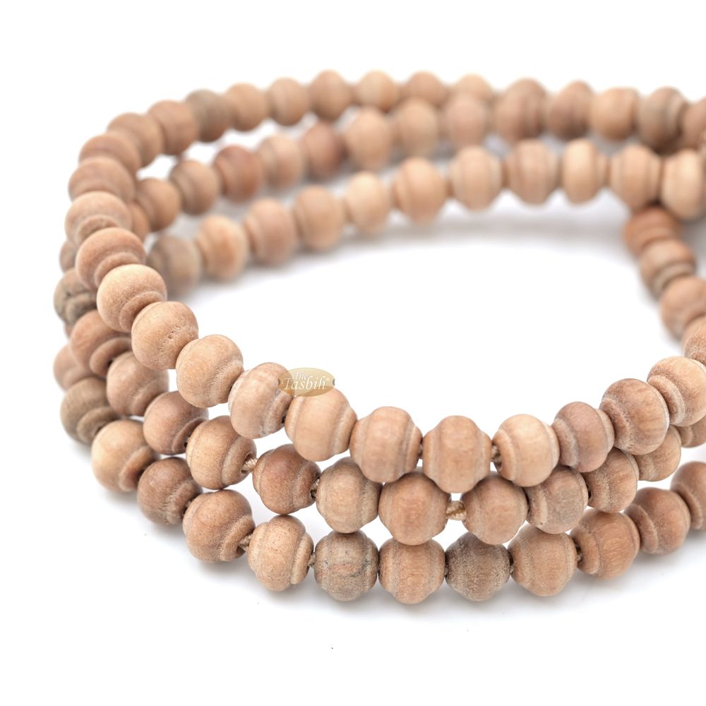 Sandalwood Prayer Beads – 6 mm- Contoured Beads Sandalwood Tasbih Prayer Beads with Brown Tassels