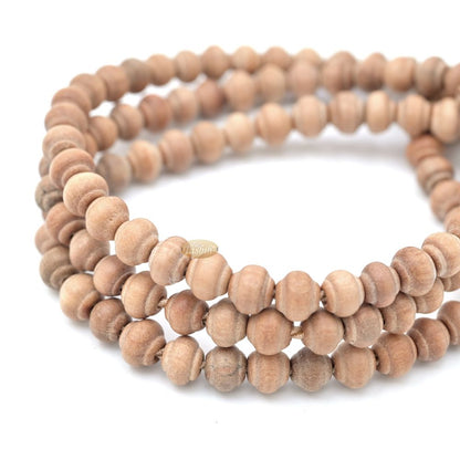 Sandalwood Prayer Beads – 6 mm- Contoured Beads Sandalwood Tasbih Prayer Beads with Brown Tassels