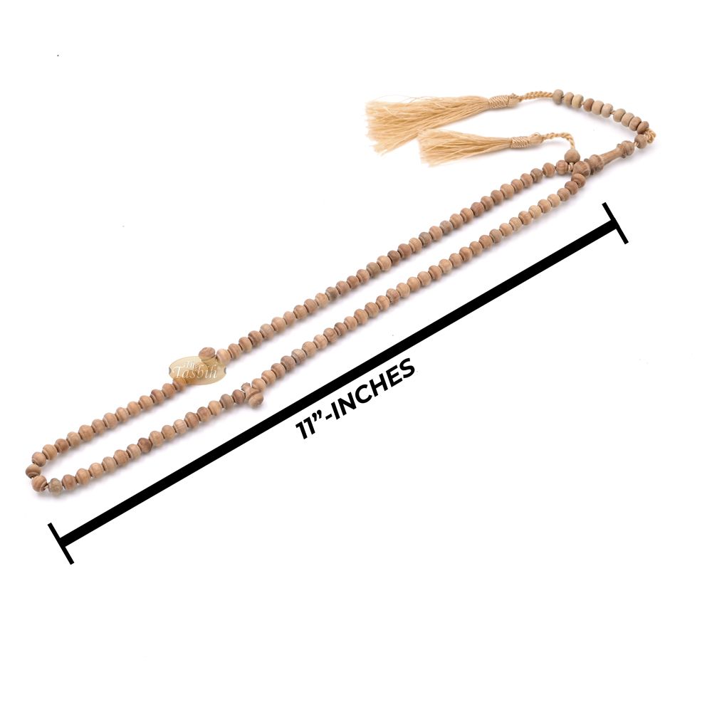 Sandalwood Prayer Beads – 6 mm- Contoured Beads Sandalwood Tasbih Prayer Beads with Brown Tassels