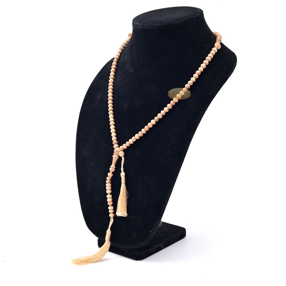 Sandalwood Prayer Beads – 6 mm- Contoured Beads Sandalwood Tasbih Prayer Beads with Brown Tassels