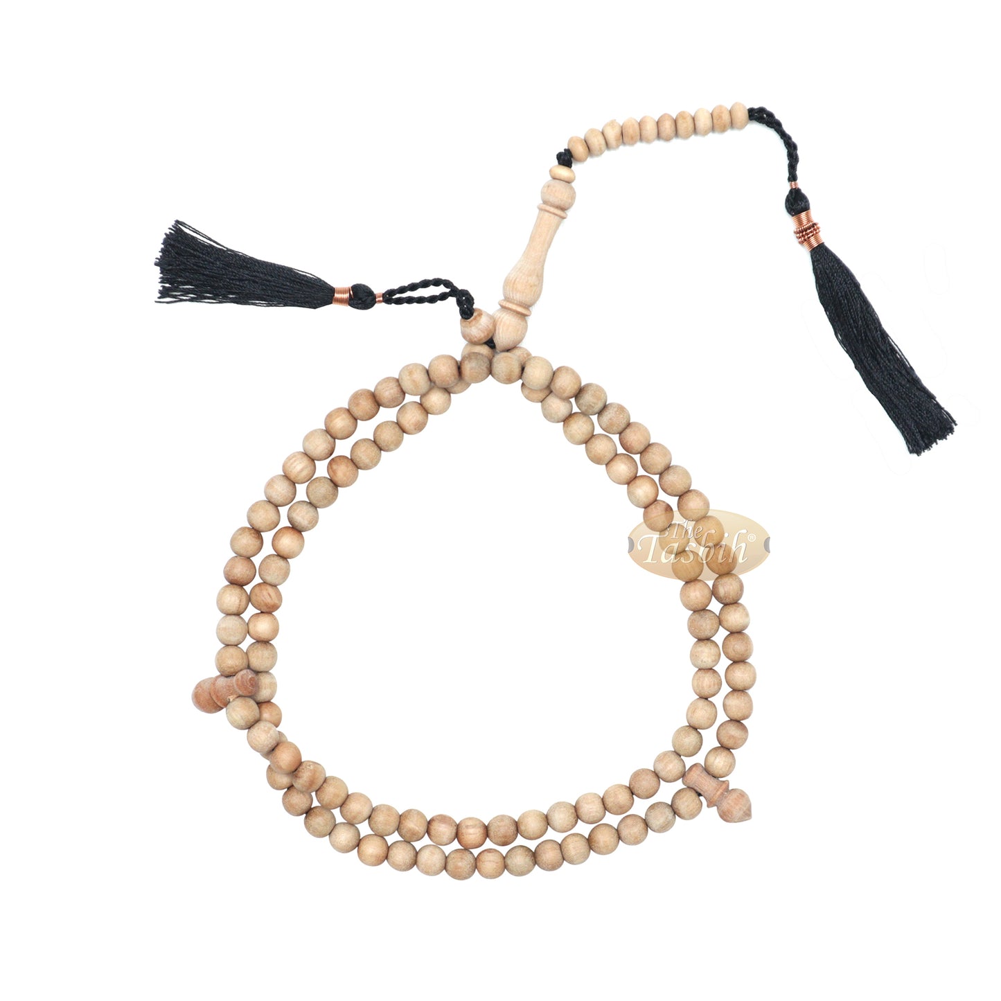 Manik-manik Tasbih Sibha 7mm Islamik 99-manik cendana dengan Jumbai Hitam