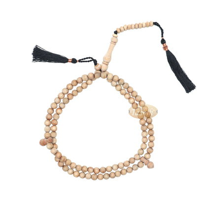 Manik-manik Tasbih Sibha 7mm Islamik 99-manik cendana dengan Jumbai Hitam
