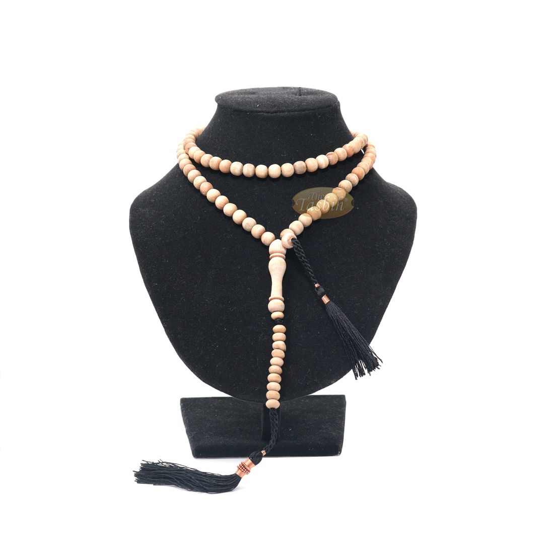Sandalwood 7mm Islamic 99-bead Tasbih Sibha Prayer Beads with Black Tassels