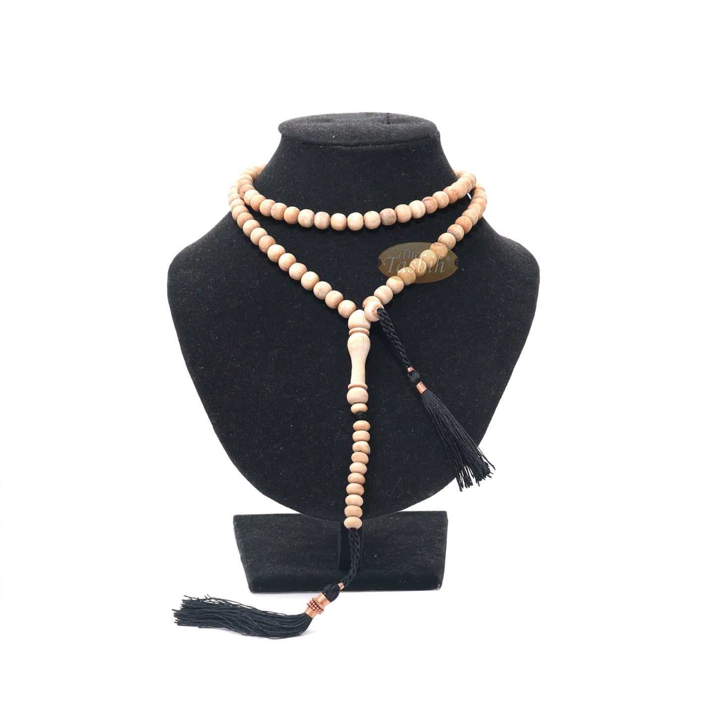 Manik-manik Tasbih Sibha 7mm Islamik 99-manik cendana dengan Jumbai Hitam