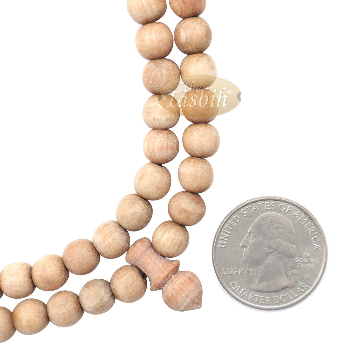 Sandalwood 7 mm Islamic 99-Bead Tasbih Sibha Prayer Beads with Black Tassels