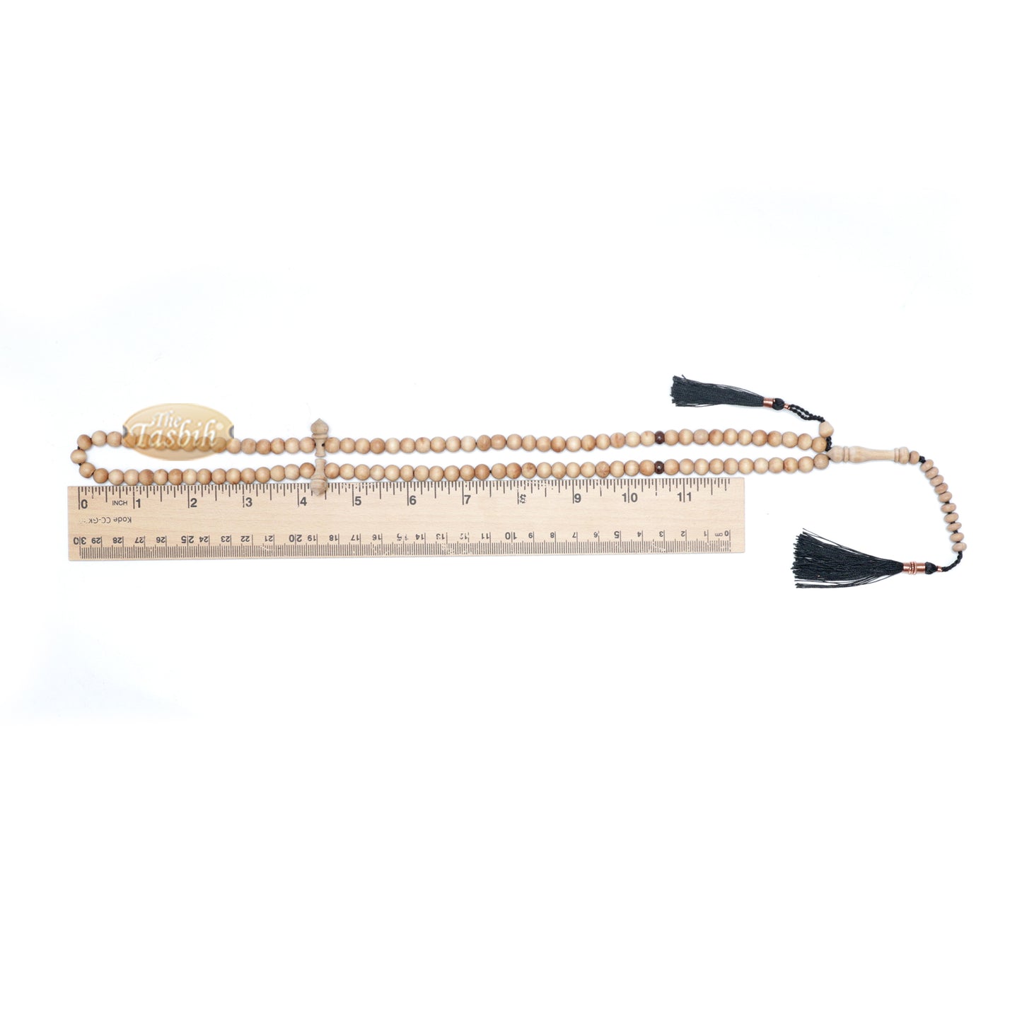 Kayu cendana 7mm Tasbih Misbaha Tasbih Sibha dengan Penanda 11 Manik &amp; Jumbai Hitam