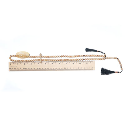 Kayu cendana 7mm Tasbih Misbaha Tasbih Sibha dengan Penanda 11 Manik &amp; Jumbai Hitam