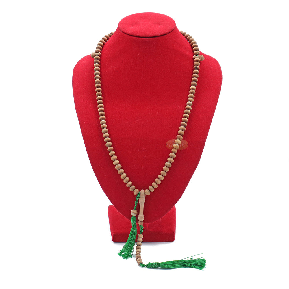 Sandalwood Prayer Beads – 6mm- Contoured Beads Sandalwood Tasbih Prayer Beads With Green Tassels