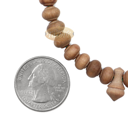 Sandalwood Prayer Beads – 7Mm- Contoured Beads Sandalwood Tasbih Prayer Beads With Green Tassels