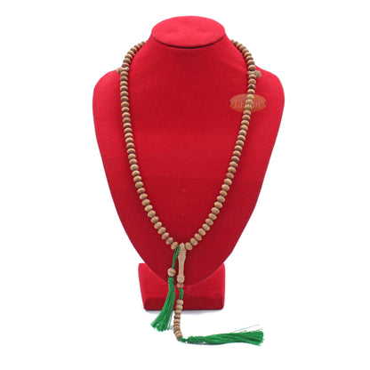 Sandalwood Prayer Beads – 7Mm- Contoured Beads Sandalwood Tasbih Prayer Beads With Green Tassels