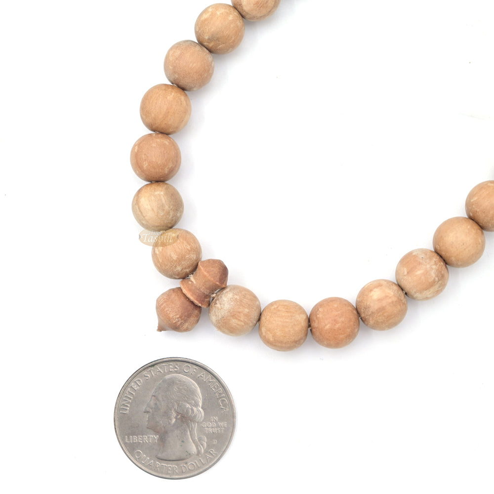 Scented Sandalwood Brown Tasbih 10mm Handmade Prayer Beads Subha with Brown Tassels