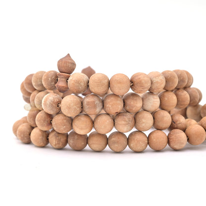 Scented Sandalwood Brown Tasbih 10mm Handmade Prayer Beads Subha with Brown Tassels