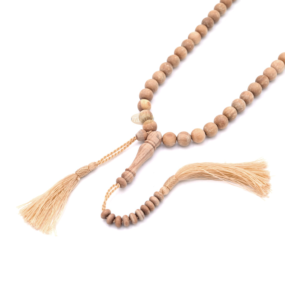 Scented Sandalwood Brown Tasbih 10mm Handmade Prayer Beads Subha with Brown Tassels
