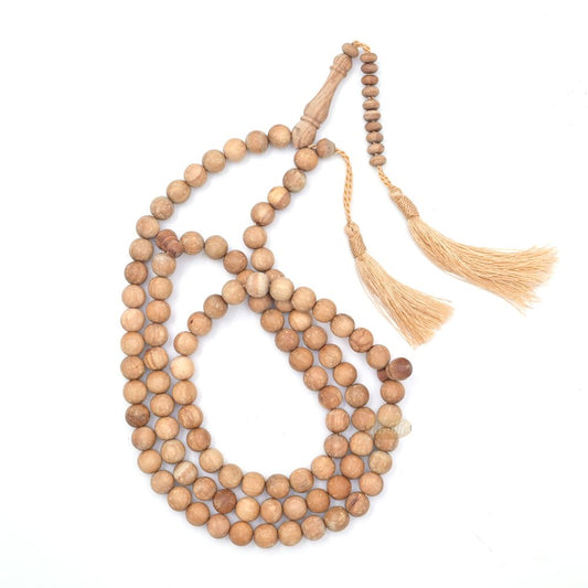 Scented Sandalwood Brown Tasbih 10mm Handmade Prayer Beads Subha with Brown Tassels