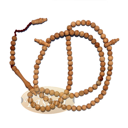 Handcrafted Naturally Scented 8mm Sandalwood Tasbih With Ornamental Alif & Dividers