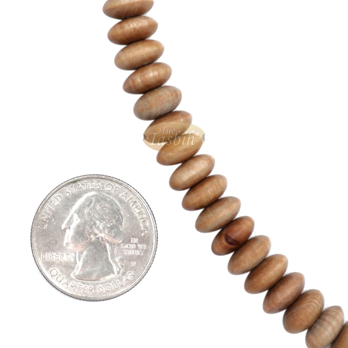 Sandalwood Muslim Prayer Beads – Natural Scented 10×5 mm Saucer Shape 99-Bead Wood Dhikr Tasbih Sibha Misbaha Light Brown Tassels Gift Boxed