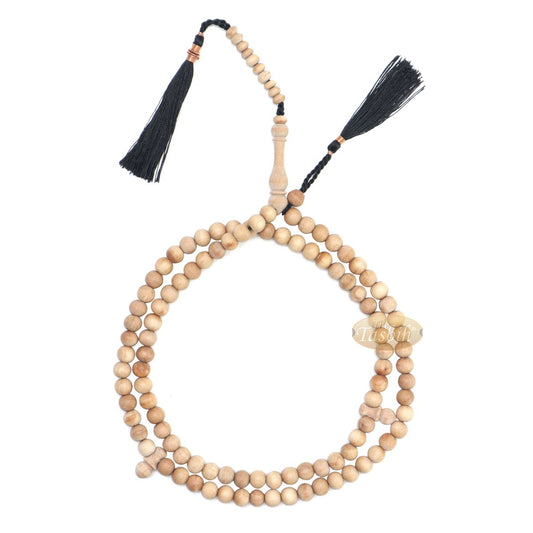 Sandalwood Islamic Prayer Beads 8 mm 100-Bead Scented Wood Black Tassels In Box