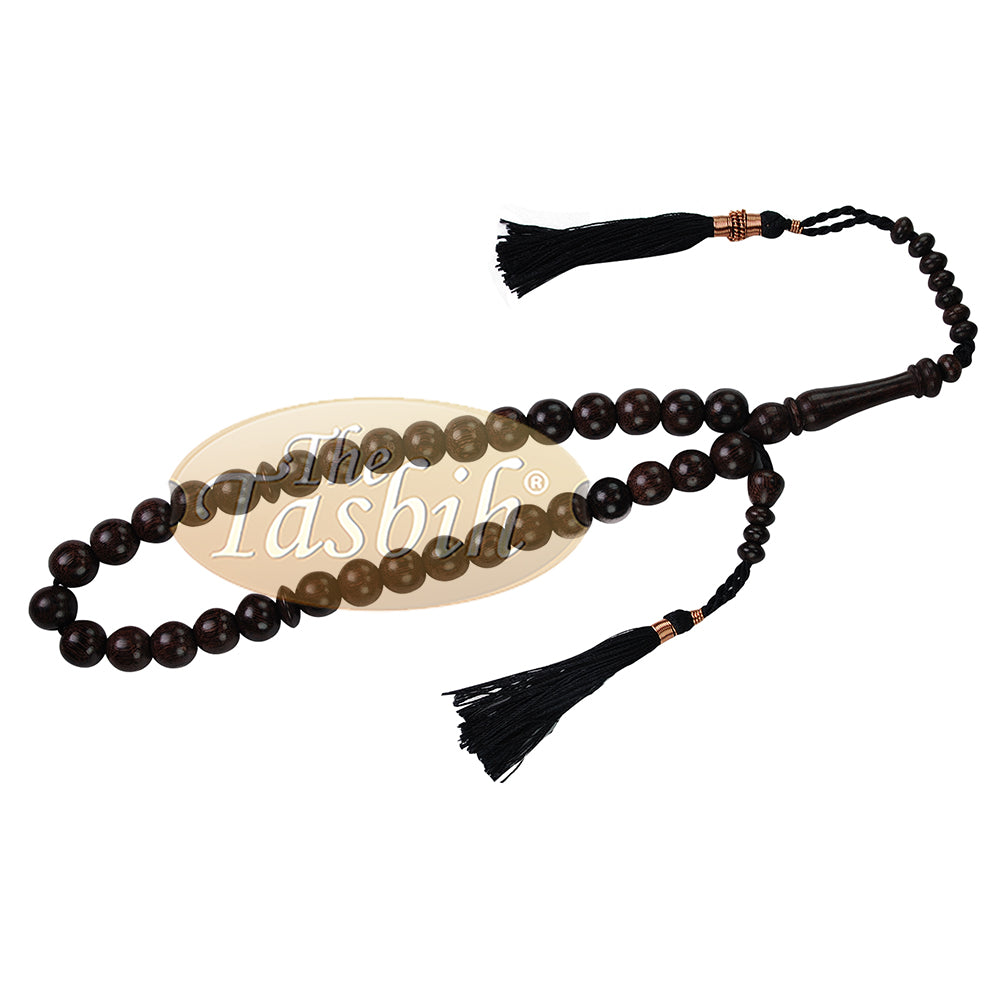 Tasbih Prayer Beads Made from Tamarind Wood with Black Decorated Tassels