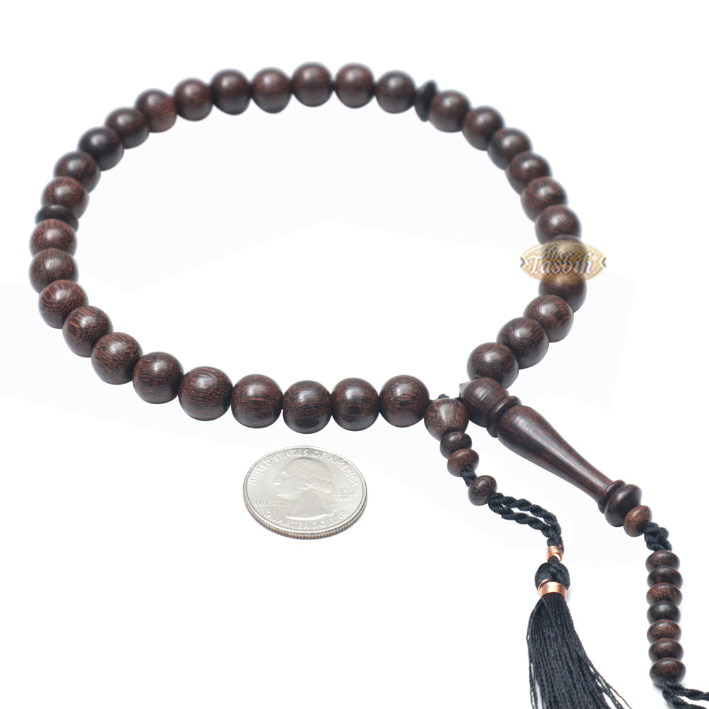 Tasbih Prayer Beads Made From Tamarind Wood With Black Decorated Tassels