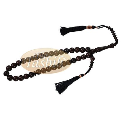 Tasbih Prayer Beads Made From Tamarind Wood with Black Decorated Tassels