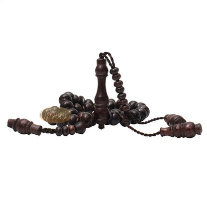 Pohon Buah Asam Jawa Kayu Berkontur-Manik 10x9 mm 33Ct Tasbih Rosario Islam