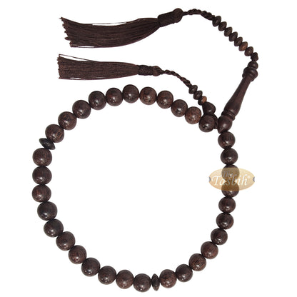 Handcrafted Tamarind Wood 33-Bead Dhikr Prayer Tasbih Dark Brown Tassels 10-mm Beads Thetasbih®