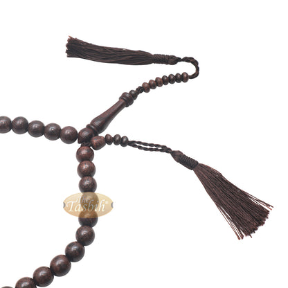 Handcrafted Tamarind Wood 33-Bead Dhikr Prayer Tasbih Dark Brown Tassels 10-mm Beads Thetasbih®