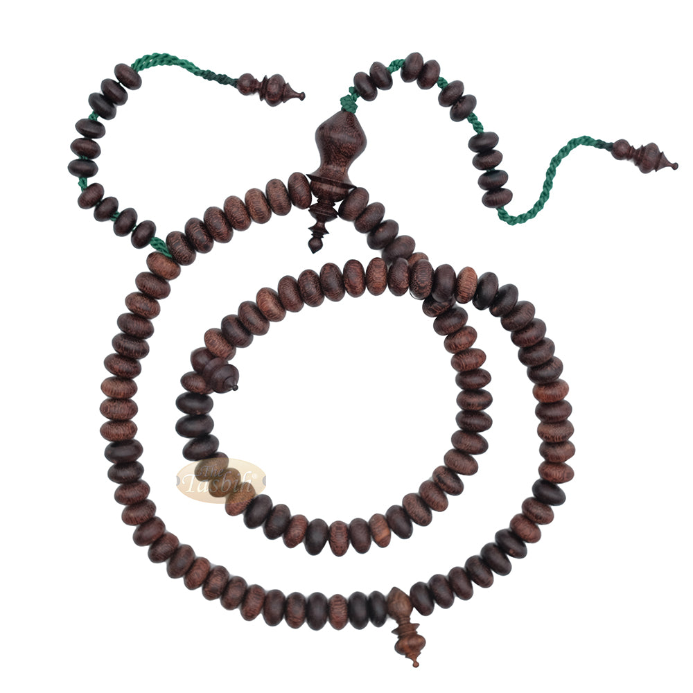 Tamarind Wood Misbaha – Medium Terompah 5x10mm Brown 99ct Short Barrel Indonesian Prayer Beads